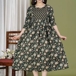 Nevisha Style Women Floral Printed Thread Work Floral Maternity Anarkali Kurta-image-36