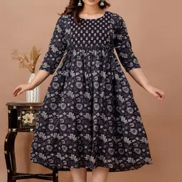 Nevisha Style Women Floral Printed Thread Work Floral Maternity Anarkali Kurta-image-85