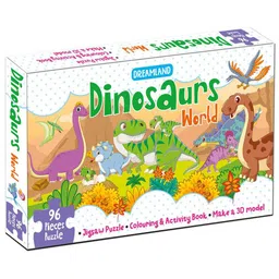 Dreamland Kids 96-Pcs Dinosaurs World Jigsaw Puzzle Activity Book-1