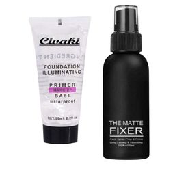 CIVAKI Set Of 2 Foundation Illuminating Waterproof Primer - 50ml & Makeup Fixer -100ml-0