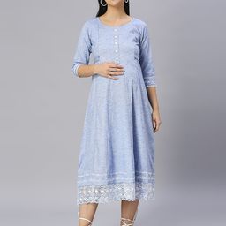 DUMMY SHAPE Checked Maternity  A-Line Maxi Dress-image-2