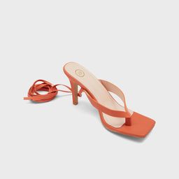 20Dresses Women Orange Square Toe Tie Up Stiletto Heels-50