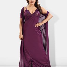 Be You 6 Pieces Satin Maxi Nightdress Set With Robe And Lingerie Set-picture-1