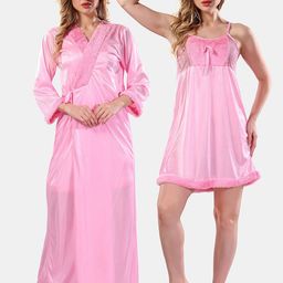 Be You Floral Lace Satin Night Dress With Robe-image-72