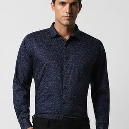 V Dot Slim Fit Abstract Printed Formal Shirt-image-4