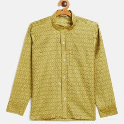 VASTRAMAY Boys Mustard Opaque Printed Casual Shirt-picture-19
