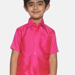 Sethukrishna Boys Pink Classic Opaque Party Shirt-image-67