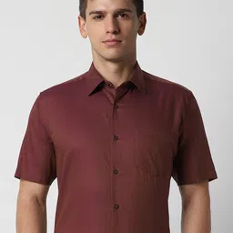 Van Heusen Textured Self Design Opaque Pure Cotton Formal Shirt-image-51