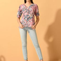 The Roadster Lifestyle Co Printed V-Neck Party Top-picture-49