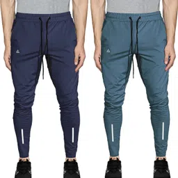 avolt Pack of 2 Men Solid Blue, Grey Track Pants-picture-11