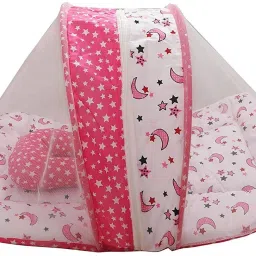 fareto Baby Sleeping Nest & Mattress with Net Combo(0-6 Months)(Star & Moon) standard crib image 3