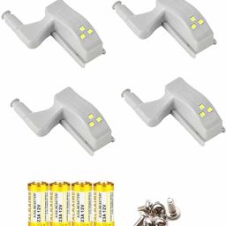 4 pc Wardrobe Hinges LED Light Smart Sensor Door Switch Cabinet Cupboard Closet 5 A Toggle Dimmer-21