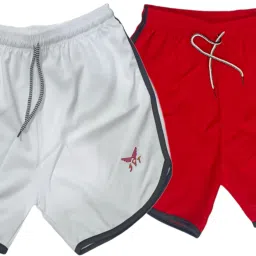 Pack of 2 Solid Men White, Red Hotpants, Night Shorts-picture-35