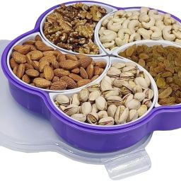 janmesh enterprises Plastic Square Shape 5 Compartment Multipurpose Box | Dry Fruit Storage Basket-picture-0