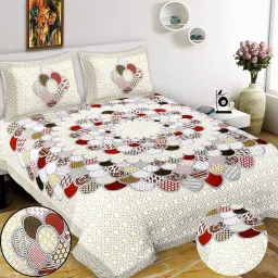 144 TC Cotton Double Jaipuri Prints Flat Bedsheet-2