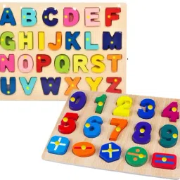 Combo Wooden Alphabets and Numbers Puzzle in Shape Toys Game Math Counting Board-image-43