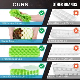 jiyancreation Ice Cube Tray Silicone for Freezer Honeycomb 32 Cavity Ice Cube Multicolor Silicone Ice Cube Tray image 2