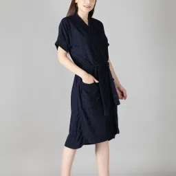 Plain Navy Blue Large Bath Robe-image-67