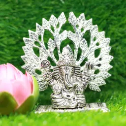 Premium German Silver Ganesha Idol Decorative Showpiece-10 cm-image-19
