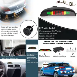 msnp Black 4 Parking Reverse Safety Sensor For Vehicles-227 Universal Reverse Black Parking Sensor With Buzzer And LED Display-227 Parking Sensor image 4