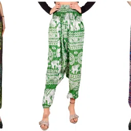 Printed Rayon Women Harem Pants-image-88