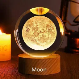 Crystal Ball Night Lamp with wooden base 3D Big Moon fairy Glow for night Night Lamp-image-75