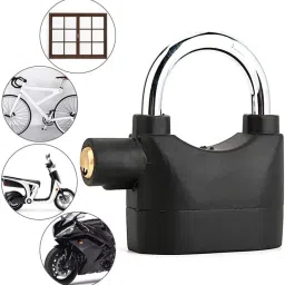 wza Motion Sensor Waterproof Security Alarm Padlock Bicycle Lock Padlock (Black) Padlock image 3