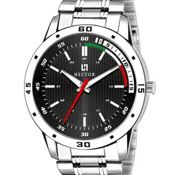HECTOR Men Multicoloured Printed Dial & Silver Toned Bracelet Style Straps Analogue Watch-image-81