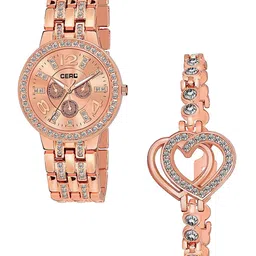 CERO Women Stainless Steel Bracelet Style Straps Analogue Watch & Bracelet C-Com-Rose-image-45