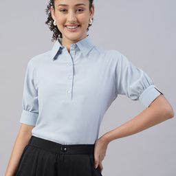 FITHUB Spread Collar Raglan Sleeves Shirt Style Formal Top-picture-28