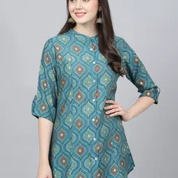 Divena Modal Mandarin Collar Ethnic Printed Tunic-28