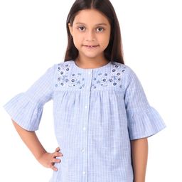 Miyo Girls Blue Striped Shirt Style Top-image-67