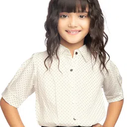 Tiny Kingdom Girls Micro Disty Polka Dots Pattern Shirt Collar Top-image-28