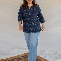 THE INDIAN ETHNIC CO Floral Printed Cotton Top-picture-24