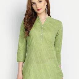 SUTI Striped Mandarin Collar Longline Cotton Top-picture-56