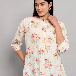 HANDICRAFT PALACE Floral Printed Mandarin Collar Cotton Shirt Style Top-picture-43