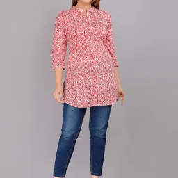 HIGHLIGHT FASHION EXPORT Floral Print Cotton Shirt Style Top-image-10