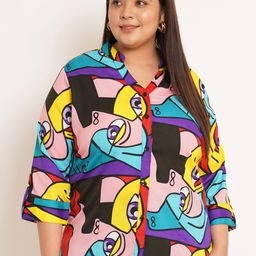 U&F Beyond Plus Size Abstract Printed Shirt Style Top-picture-21