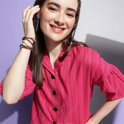 DressBerry Striped Cotton Shirt Style Top-42