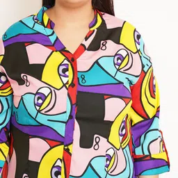 U&F Beyond Plus Size Abstract Printed Shirt Style Top image 3