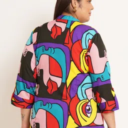 U&F Beyond Plus Size Abstract Printed Shirt Style Top image 5