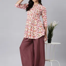 ZHEIA Floral Print Mandarin Collar Shirt Style Top-picture-30