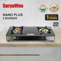 Nano Plus 2B BK Toughened Glass 2 Cast Iron Burner Gas Stove(Manual,Black) Glass Manual Gas Stove-image-63