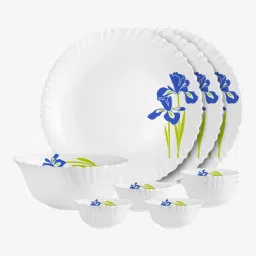 Pack of 10 Opalware Dazzle Opalware Blue Iris Dinner Set | Crockery Set | Blue Dinner Set-16