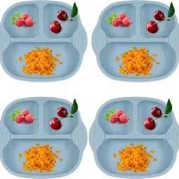 Pack of 4 Self-Feeding Baby Dish With Suction Cups,Toddler Plates,Microwave Safe- Silicone-picture-17