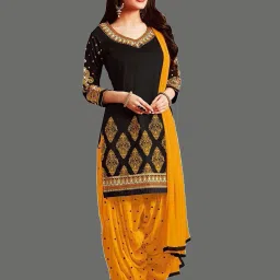 Unstitched Crepe Salwar Suit Material Solid, Floral Print, Printed, Geometric Print-image-85