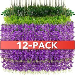 Well Art Gallery Artificial Flower Wisteria Hanging Vine for Home Decoration Purple Westeria Artificial Flower-3
