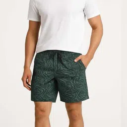 Printed Men Dark Green Basic Shorts-image-130