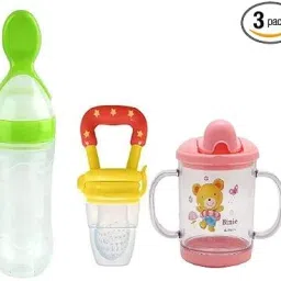 Bottle with Food Dispensing Spoon, Food Nibbler Teething Toy Feeding Sipper Cup - Silicone-37