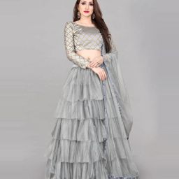 Solid Semi Stitched Lehenga Choli-image-39